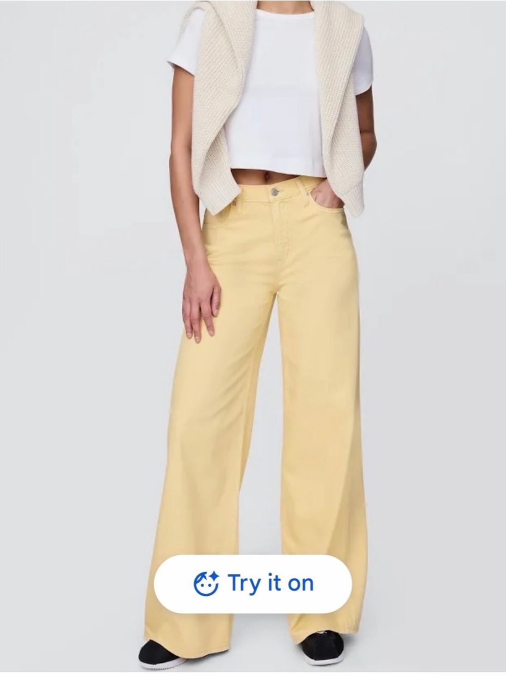 Gap Wide-Leg High-Rise Jeans - Pale Yellow-size 30 (10) so soft. Never worn